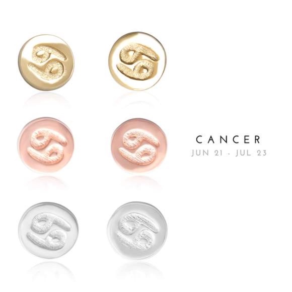 Sterling Silver CANCER Earrings Gold Plated - Picture 3 of 3